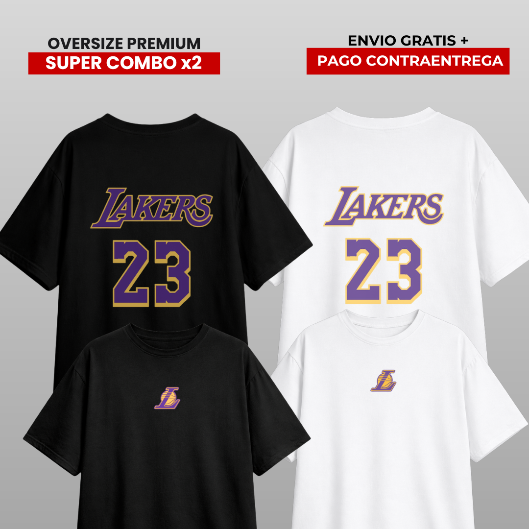 PACK X2 CAMISETAS OVERSIZE LAKERS