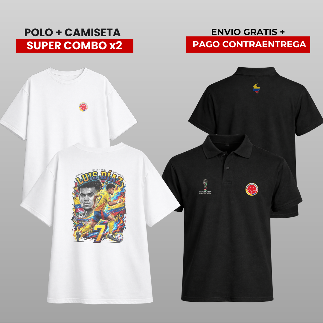 Pack Polo + Camiseta Luis Díaz Colombia 🇨🇴 | Combo x2 Premium