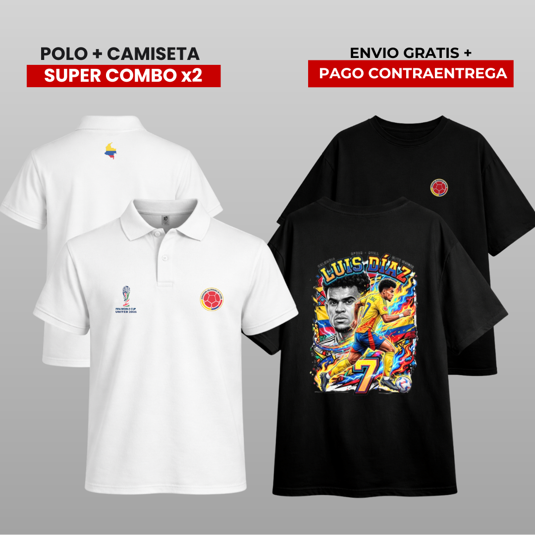 Pack Polo + Camiseta Luis Díaz Colombia 🇨🇴 | Combo x2 Premium